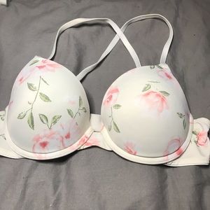 PINK light pink floral wear everyday push up bra